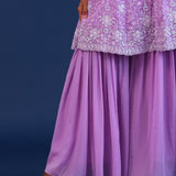 Soft Lilac Georgette Sequence Embroidered Sharara Set