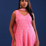 Soft Pink Georgette Sequin Embroidered Sharara Set