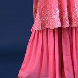 Soft Pink Georgette Sequin Embroidered Sharara Set
