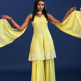 Soft Lime Green Georgette Sequence Embroidered Sharara Set