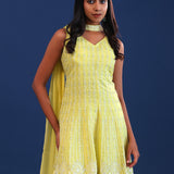 Soft Lime Green Georgette Sequence Embroidered Sharara Set