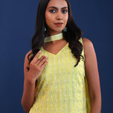 Soft Lime Green Georgette Sequence Embroidered Sharara Set