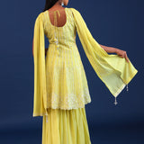 Soft Lime Green Georgette Sequence Embroidered Sharara Set