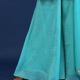 Aqua Green Georgette Embroidered Indo-Western Set