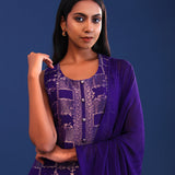 Deep Violet Banarasi Silk Kurti Set