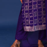 Deep Violet Banarasi Silk Kurti Set