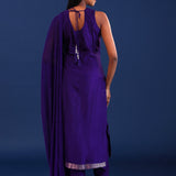 Deep Violet Banarasi Silk Kurti Set