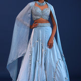 Pastel Blue Crepe Sequence Work Lehenga Set