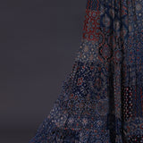 Midnight Blue Cotton Crepe Printed Anarkali Set