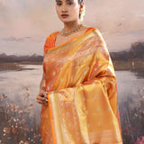 Pale Copper Kanjivaram Tissue Saree With Designer Border