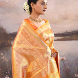 Pale Copper Kanjivaram Tissue Saree With Designer Border