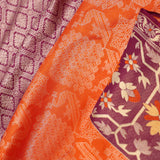 Orange Kanjivaram Silk Saree With Contrast Border