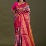 Pink Kanjivaram Tissue Saree With Meenakari Design