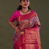 Pink Kanjivaram Tissue Saree With Meenakari Design