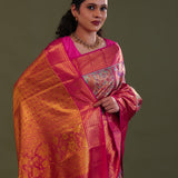 Pink Kanjivaram Tissue Saree With Meenakari Design