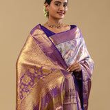 Violet Kanjivaram Tissue Saree With Meenakari Design