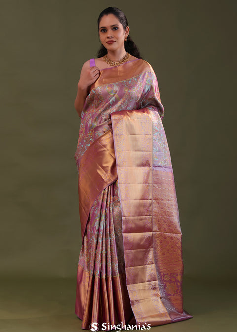 <img> Persian Orange Banarasi Saree With Scallop Border