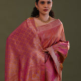 Garnet Red Kanjivaram Tissue Designer Saree