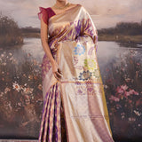 Purple Kanjivaram Tissue Saree With Diamond Design