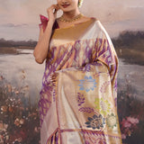 Purple Kanjivaram Tissue Saree With Diamond Design