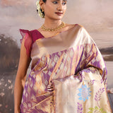 Purple Kanjivaram Tissue Saree With Diamond Design