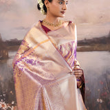 Purple Kanjivaram Tissue Saree With Diamond Design