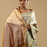 Light Brown Kanjivaram Tissue Designer Saree With Open Border