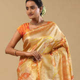 Golden Kanjivaram Tissue Designer Saree With Open Border