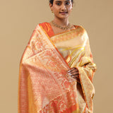 Golden Kanjivaram Tissue Designer Saree With Open Border