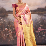 Pink Kanjivaram Tissue Designer Saree With Open Border