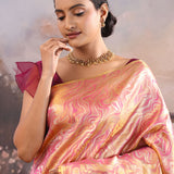 Pink Kanjivaram Tissue Designer Saree With Open Border