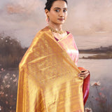 Pink Kanjivaram Tissue Designer Saree With Open Border