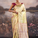 Light Gold Kanjivaram Tissue Saree With Designer Border
