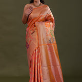 Orange Kanjivaram Tissue Saree With Meenakari Design