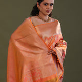 Orange Kanjivaram Tissue Saree With Meenakari Design