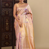 Golden Purple Designer Kanjivaram Silk Saree