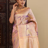 Golden Purple Designer Kanjivaram Silk Saree
