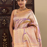 Golden Purple Designer Kanjivaram Silk Saree