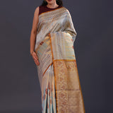 Silver Kanjivaram Tissue Designer Saree