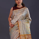 Silver Kanjivaram Tissue Designer Saree