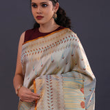 Silver Kanjivaram Tissue Designer Saree