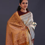 Silver Kanjivaram Tissue Designer Saree