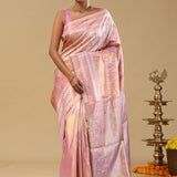 Soft Pink Kanjivaram Tissue Designer Saree With Open Border