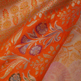Vibrant Orange Kanjivaram Silk Saree With Meenakari Border