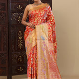 Red Kanjivaram Silk Saree With Floral Design