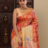 Red Kanjivaram Silk Saree With Floral Design