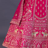 Royal Bright Pink Raw Silk Embroidered Lehenga Set