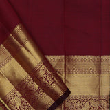 Maroon Oak Kanjivaram Silk Saree With Leaf Jaal
