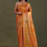 Orange Kanjivaram Tissue Saree With Rangkat Pattern