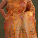 Orange Kanjivaram Tissue Saree With Rangkat Pattern